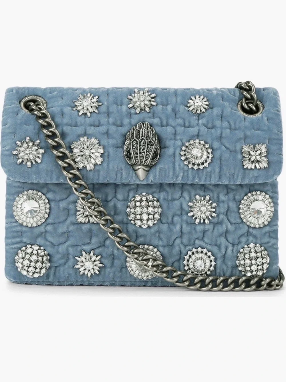 New Kurt Geiger Blue Embellished Purse with Crystal Studs